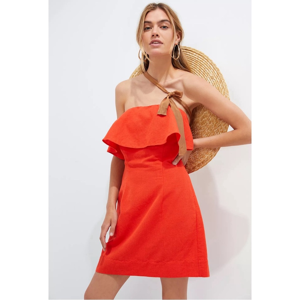 Anthropologie Forever That Girl Linen/Cotton Strapless Mini Dress NWT Size XL